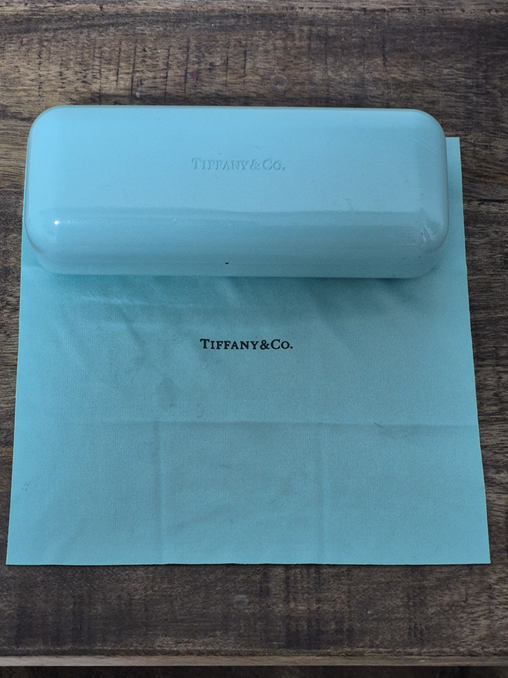 Authentic Tiffany & Co. Blue Eyeglasses Sunglasses Hard Case w/ Cleaning Cloth